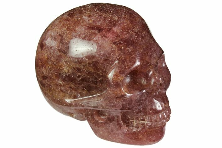 Carved, Strawberry Quartz Crystal Skull - Madagascar #116324